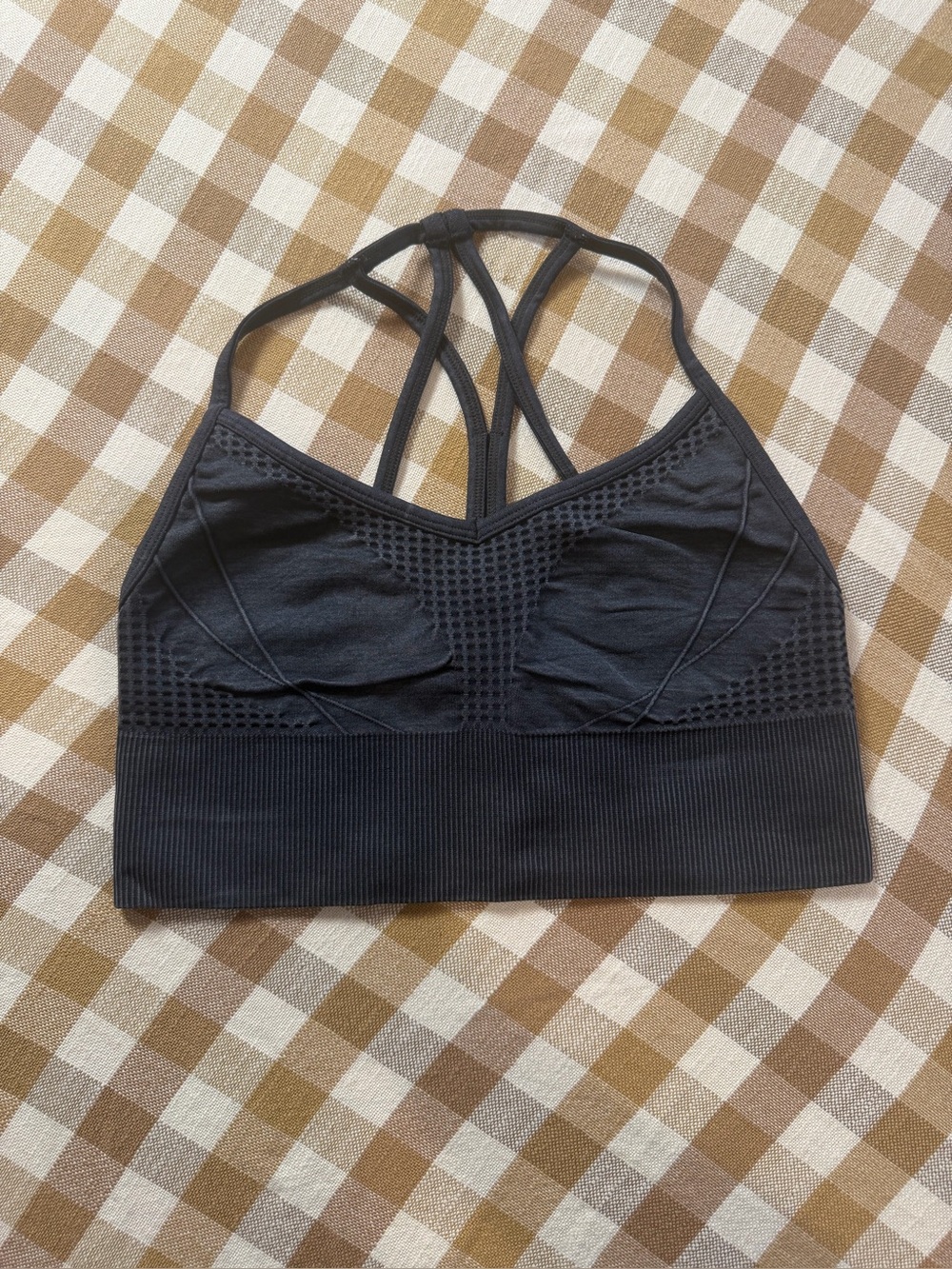 Betsey Johnson Performance Black Strappy Seamless Sports Bra Size Small